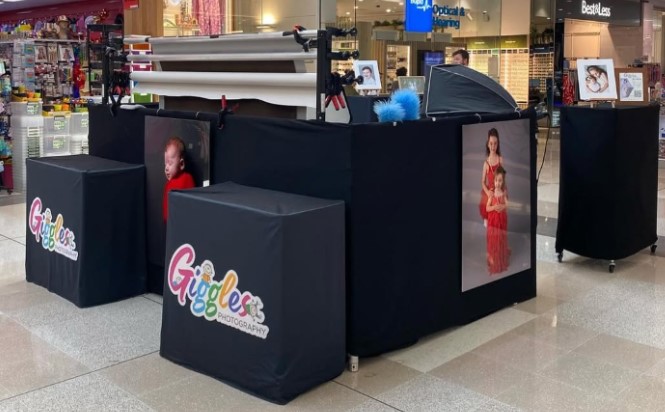 Giggles pop-up studio set up in a shopping centre